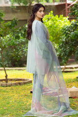 JAZMIN - 3PC LAWN EMBROIDERED SHIRT AND ORGANZA PRINTED DUPATTA WITH TROUSER - HZG1147