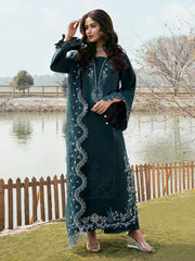 IZEL - 3PC LAWN EMBROIDERED SHIRT WITH KHADDI NET EMBROIDERED DUPATTA AND TROUSER - HZG2798