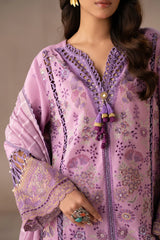 ETHNIC - 3PC LAWN EMBROIDERED SHIRT WITH MANAAR PRINTED DUPATTA  AND TROUSER - HZG2216