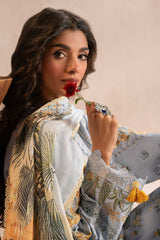 ETHNIC - 3PC LAWN EMBROIDERED SHIRT WITH MANAAR PRINTED DUPATTA  AND TROUSER - HZG2213