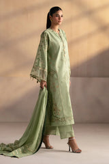 ETHNIC - 3PC LAWN EMBROIDERED SHIRT WITH MANAAR PRINTED DUPATTA AND TROUSER - HZG2246