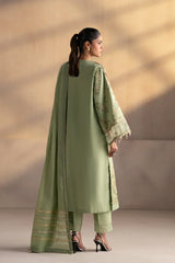 ETHNIC - 3PC LAWN EMBROIDERED SHIRT WITH MANAAR PRINTED DUPATTA AND TROUSER - HZG2246