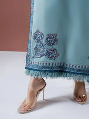 ASIM JOFA - 3PC DHANAK EMBROIDERED SHIRT WITH DHANAK EMBROIDERED SHAWL AND TROUSER - HZG2383