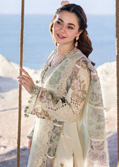 QALAMKAR - 3PC LAWN CHIKANKAARI EMBROIDERED SHIRT WITH ORGANZA EMBROIDERED DUPATTA AND TROUSER - HZG2186