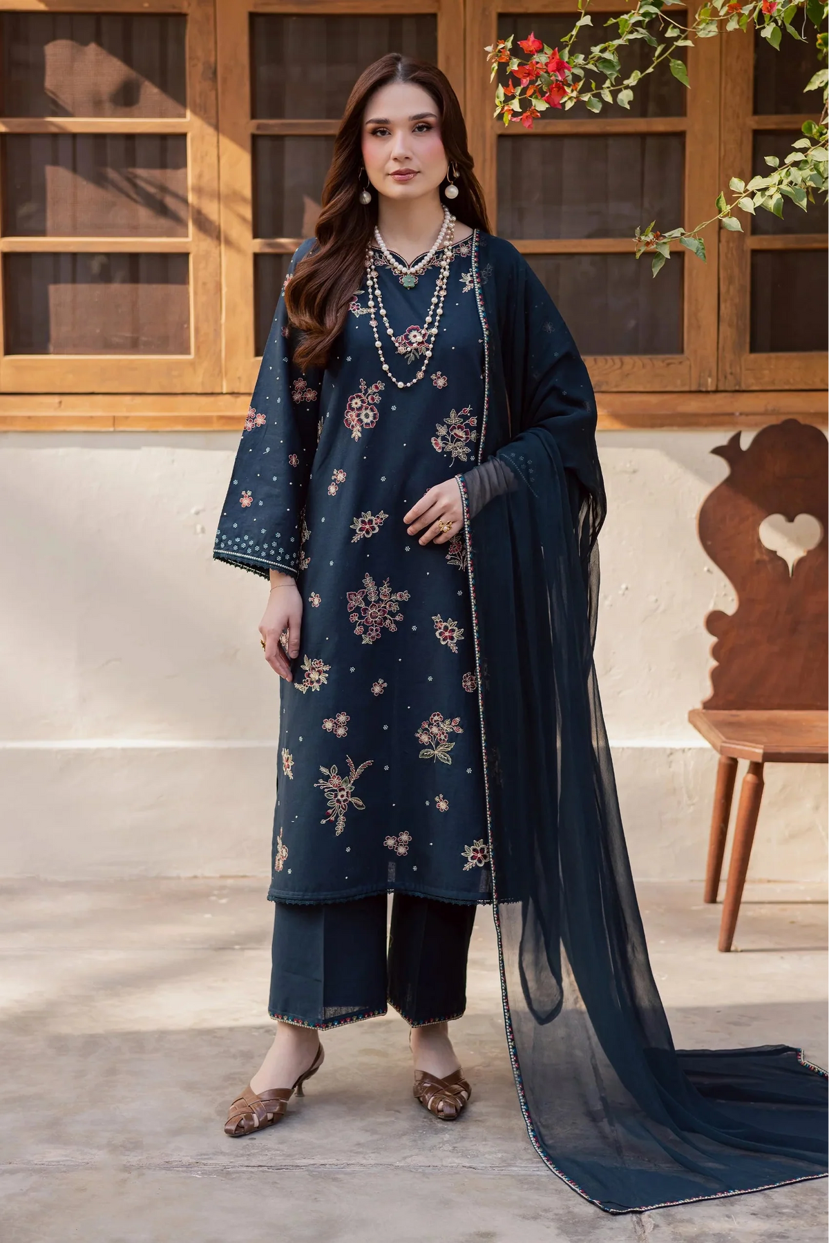 BATIK - 3PC LAWN EMBROIDERED SHIRT WITH CHIFFON EMBROIDERED DUPATTA AND TROUSER - HZG2956