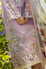 MUSHQ - 3PC DHANAK EMBROIDERED SHIRT WITH TWILL PRINTED SHAWL AND TROUSER - HZG2449