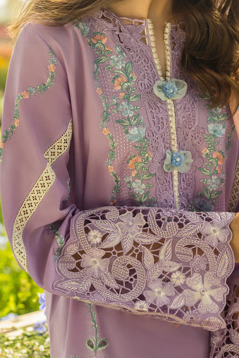 MUSHQ - 3PC DHANAK EMBROIDERED SHIRT WITH TWILL PRINTED SHAWL AND TROUSER - HZG2449