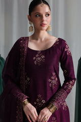 ZAIB - 3PC SILK EMBROIDERED SHIRT WITH ORGANZA EMBROIDERED DUPATTA AND TROUSER - HZG2918