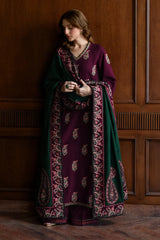 BATIK - 3PC DHANAK EMBROIDERED SHIRT WITH DHANAK EMBROIDERED SHAWL AND TROUSER - HZG2613