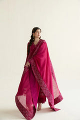 ZAIB - 3PC LAWN EMBROIDERED SHIRT WITH KHADDI NET EMBROIDERED DUPATTA AND TROUSER - HZG2745