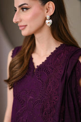 ZAIB - 3PC LAWN EMBROIDERED SHIRT WITH KHADDI NET EMBROIDERED DUPATTA AND TROUSER - HZG2826