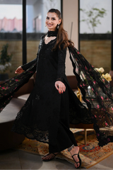 ZAIB - 3PC LAWN CHIKANKAARI EMBROIDERED SHIRT WITH CHIFFON PRINTED DUPATTA AND TROUSER - HZG2963