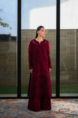 ZAIB - 3PC LAWN EMBROIDERED SHIRT WITH KHADDI NET EMBROIDERED DUPATTA AND TROUSER - HZG3023