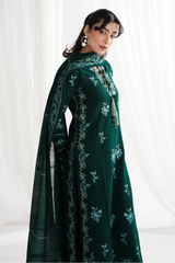 ZAIB - 3PC LAWN EMBROIDERED SHIRT WITH KHADDI NET EMBROIDERED DUPATTA AND TROUSER - HZG2824