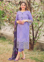 MUSHQ - 3PC DHANAK EMBROIDERED SHIRT WITH SILK PRINTED DUPATA AND TROUSER - HZG2543