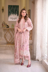 ANEELAS - 3PC LAWN EMBROIDERED SHIRT WITH COTTON NET EMBROIDERED DUPATTA AND TROUSER - HZG2778