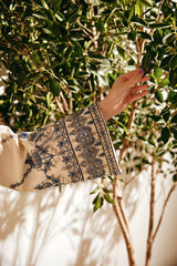 FLORENT - 3PC DHANAK EMBROIDERED SHIRT WITH DHANAK EMBROIDERED SHAWL AND TROUSER - HZG1935