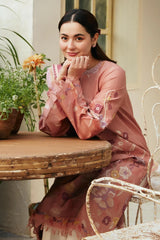 ZARA SHAH JAHAN - 3PC DHANAK EMBROIDERED SHIRT WITH TWILL PRINTED SHAWL AND TROUSER - HZG1547