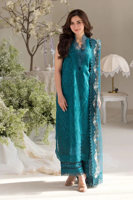 SOBIA NAZIR - 3PC LAWN EMBROIDERED SHIRT WITH MANAAR PRINTED DUPATTA AND TROUSER - HZG2178