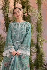 SOBIA NAZIR - 3PC LAWN CHIKANKAARI EMBROIDERED SHIRT WITH CHIFFON PRINTED DUPATTA AND TROUSER - HZG2625
