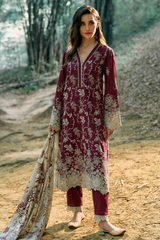 IMAGE - 3PC LAWN EMBROIDERED SHIRT WITH MANAAR PRINTED DUPATTA AND TROUSER - HZG2115
