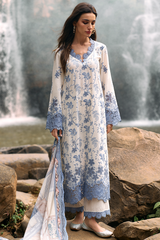 IMAGE - 3PC LAWN EMBROIDERED SHIRT WITH MANAAR PRINTED DUPATTA AND TROUSER - HZG2112