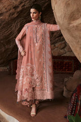 QALAMKAR - 3PC LAWN EMBROIDERED SHIRT WITH KHADI NET EMBROIDERED DUPATTA AND TROUSER - HZG2713