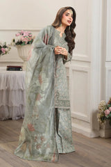 MOHAGNI - 3PC LAWN PRINTED SHIRT WITH SILK PRINTED DUPATTA AND TROUSER - HZG2935