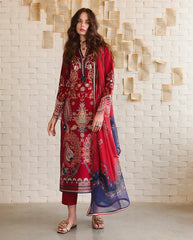 MUSHQ - 3PC LAWN EMBROIDERED SHIRT WITH CHIFFON PRINTED DUPATTA AND TROUSER - HZG3078