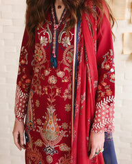 MUSHQ - 3PC LAWN EMBROIDERED SHIRT WITH CHIFFON PRINTED DUPATTA AND TROUSER - HZG3078