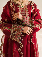 BATIK - 3PC LAWN EMBROIDERED SHIRT WITH ORGANZA EMBROIDERED DUPATTA AND TROUSER - HZG1792