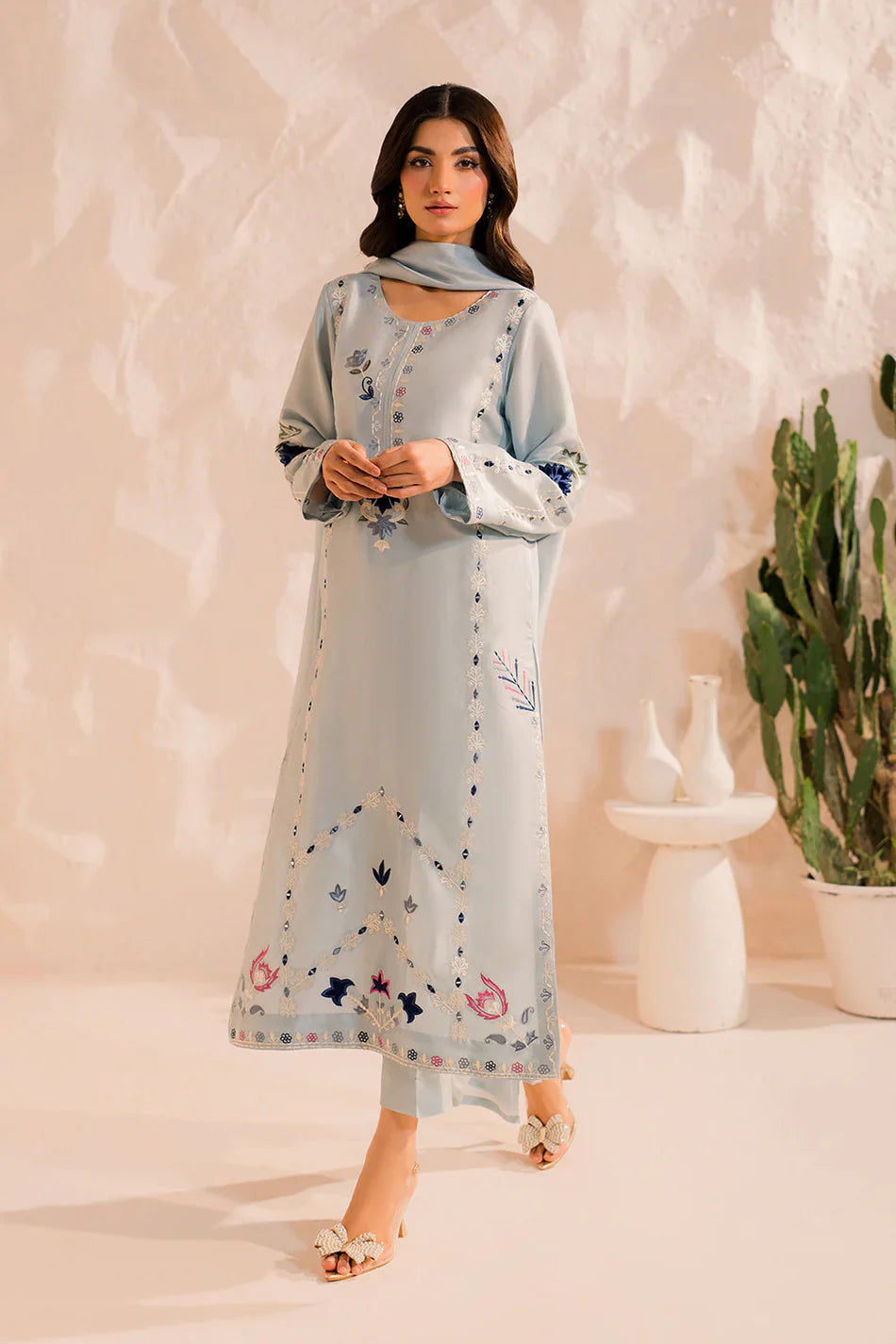 MIRANA - 3PC LAWN EMBROIDERED SHIRT WITH CHIFFON DUPATTA AND TROUSER - HZG2708