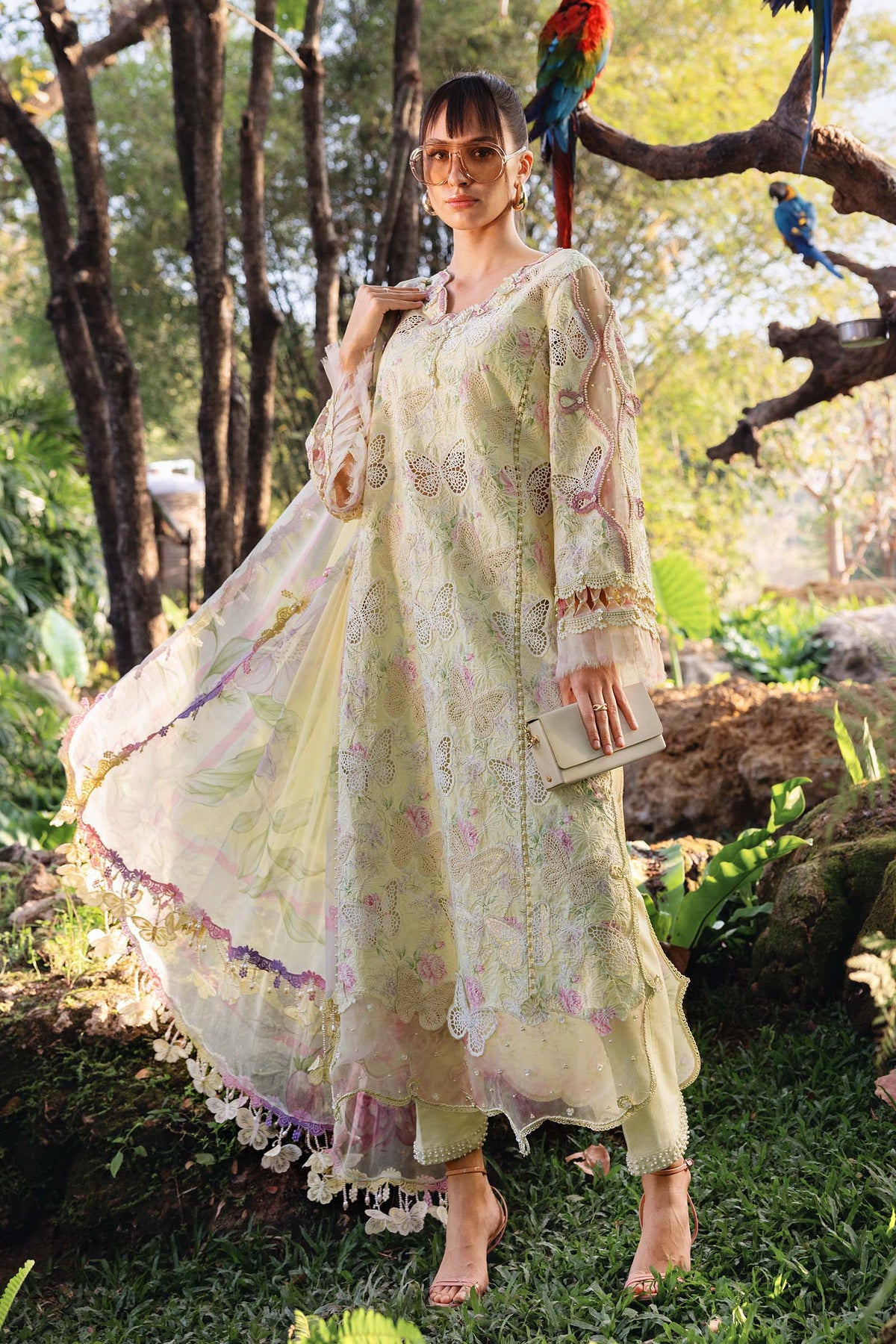 MARIA.B - 3PC LAWN PRINTED SHIRT WITH SILK PRINTED DUPATTA AND TROUSER - HZG2972