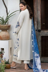 MOTIFZ - 3PC LAWN EMBROIDERED SHIRT WITH SILK PRINTED DUPATTA AND TROUSER - HZG3027