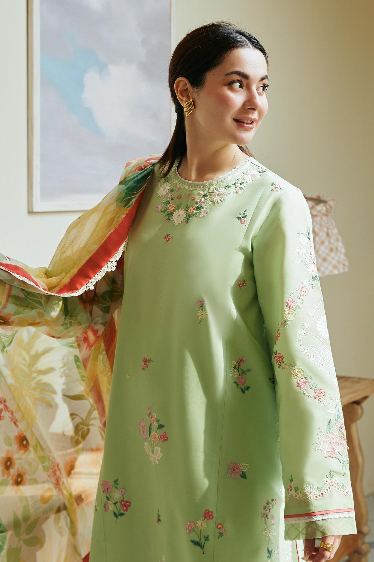 ZARA SHAH JAHAN - 3PC LAWN EMBROIDERED SHIRT WITH PRINTED DUPATTA AND TROUSER - HZG1575