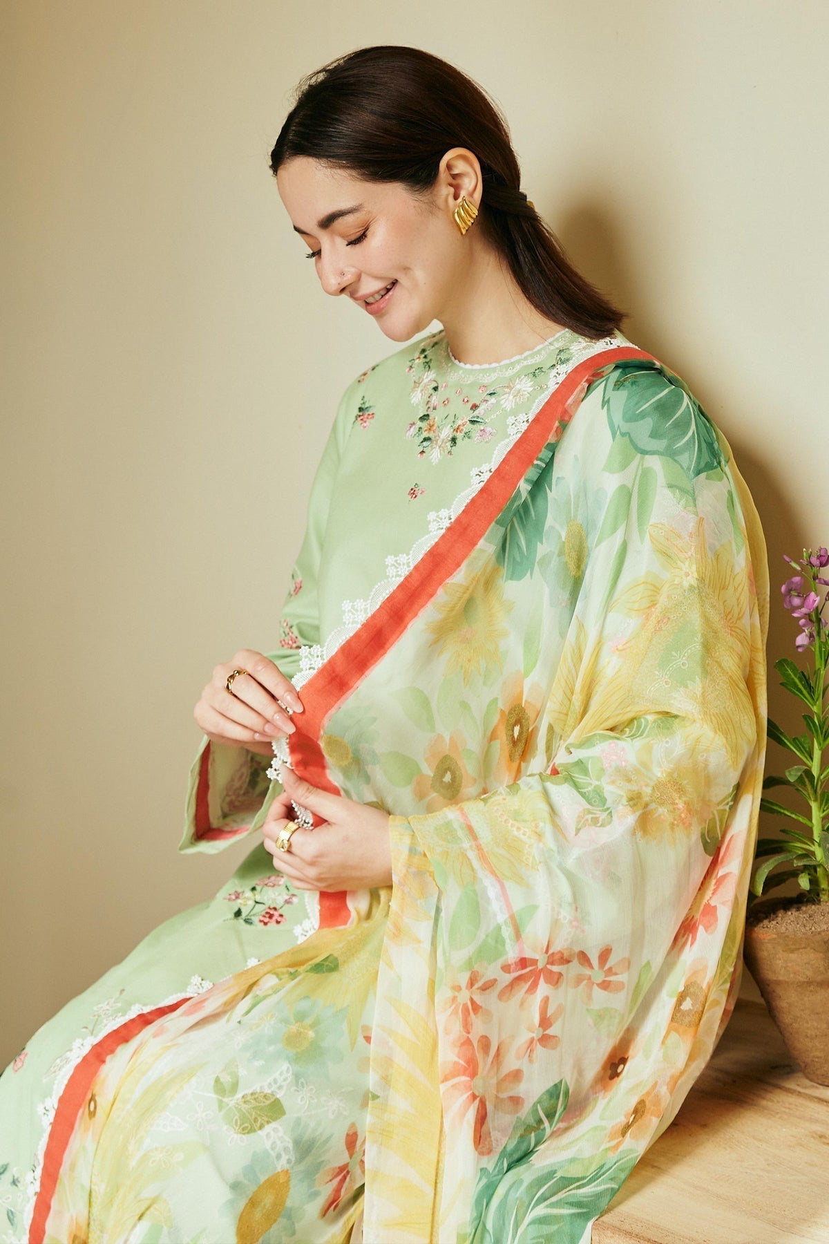 ZARA SHAH JAHAN - 3PC LAWN EMBROIDERED SHIRT WITH PRINTED DUPATTA AND TROUSER - HZG1575