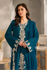 VINTAGE - 3PC LAWN EMBROIDERED SHIRT WITH CHIFFON DUPATTA AND TROUSER - HZG2636