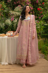 RANG RASIYA - 3PC LAWN SEQUIN EMBROIDERED SHIRT WITH KHADDI NET EMBROIDERED DUPATTA AND TROUSER - HZG3056