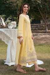 IZEL - 3PC LAWN EMBROIDERED SHIRT WITH KHADDI NET EMBROIDERED DUPATTA AND TROUSER - HZG2805