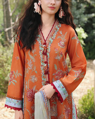 MUSHQ - 3PC LAWN EMBROIDERED SHIRT WITH CHIFFON PRINTED DUPATTA AND TROUSER - HZG3083