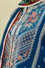 ZARA SHAH JAHAN - 3PC DHANAK EMBROIDERED SHIRT WITH TWILL PRINTED SHAWL AND TROUSER - HZG2348