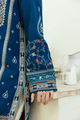 ZARA SHAH JAHAN - 3PC DHANAK EMBROIDERED SHIRT WITH TWILL PRINTED SHAWL AND TROUSER - HZG2348
