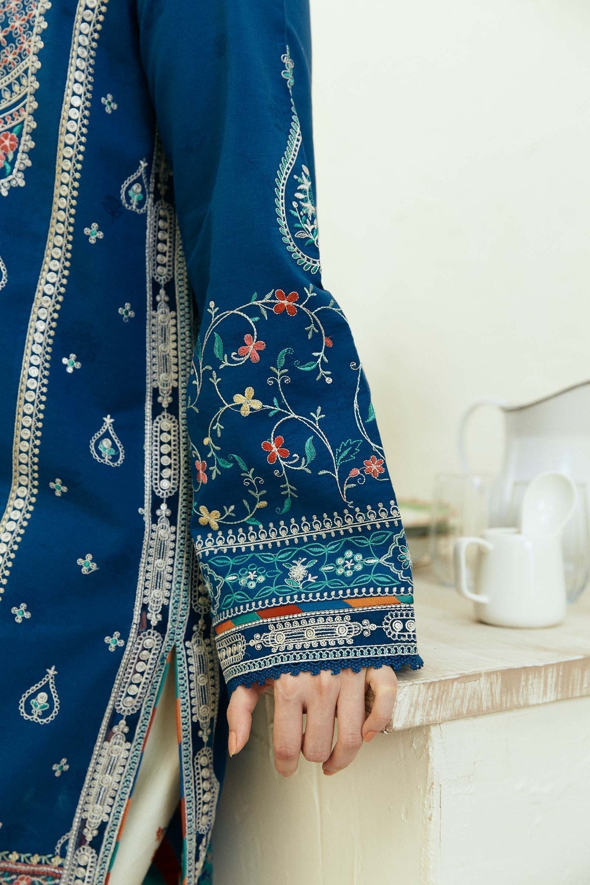 ZARA SHAH JAHAN - 3PC LAWN EMBROIDERED SHIRT WITH MANAAR PRINTED DUPATTA AND TROUSER - HZG1653