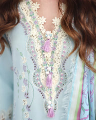MUSHQ - 3PC LAWN EMBROIDERED SHIRT WITH SILK PRINTED DUPATTA AND TROUSER - HZG3030