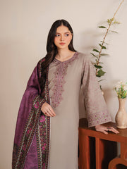 GARNET - 3PC LAWN EMBROIDERED SHIRT WITH CHIFFON PRINTED DUPATTA AND TROUSER - HZG2692