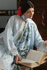 SAPPHIRE - 3PC LAWN EMBROIDERED SHIRT WITH SILK PRINTED DUPATTA AND TROUSER - HZG3063