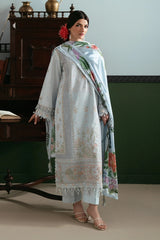 SAPPHIRE - 3PC LAWN EMBROIDERED SHIRT WITH SILK PRINTED DUPATTA AND TROUSER - HZG3063