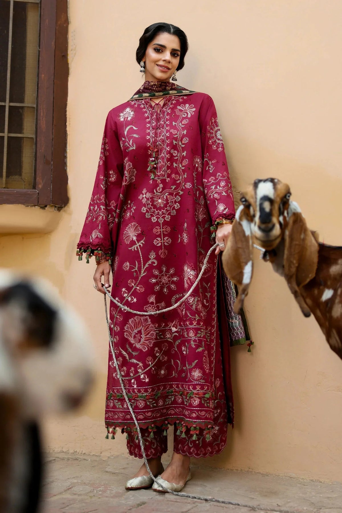 SAPPHIRE - 3PC LAWN EMBROIDERED SHIRT WITH MANAAR PRINTED DUPATTA AND TROUSER - HZG3003
