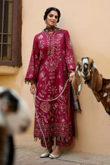 SAPPHIRE - 3PC LAWN EMBROIDERED SHIRT WITH MANAAR PRINTED DUPATTA AND TROUSER - HZG3003
