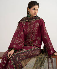 SAPPHIRE - 3PC LAWN EMBROIDERED SHIRT WITH MANAAR PRINTED DUPATTA AND TROUSER - HZG3003